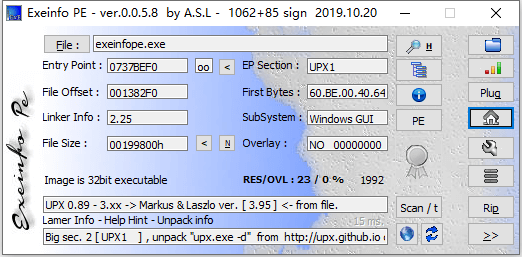 EXE/Dll查壳工具 Exeinfo PE v0.0.6.9 汉化绿色版-无痕哥
