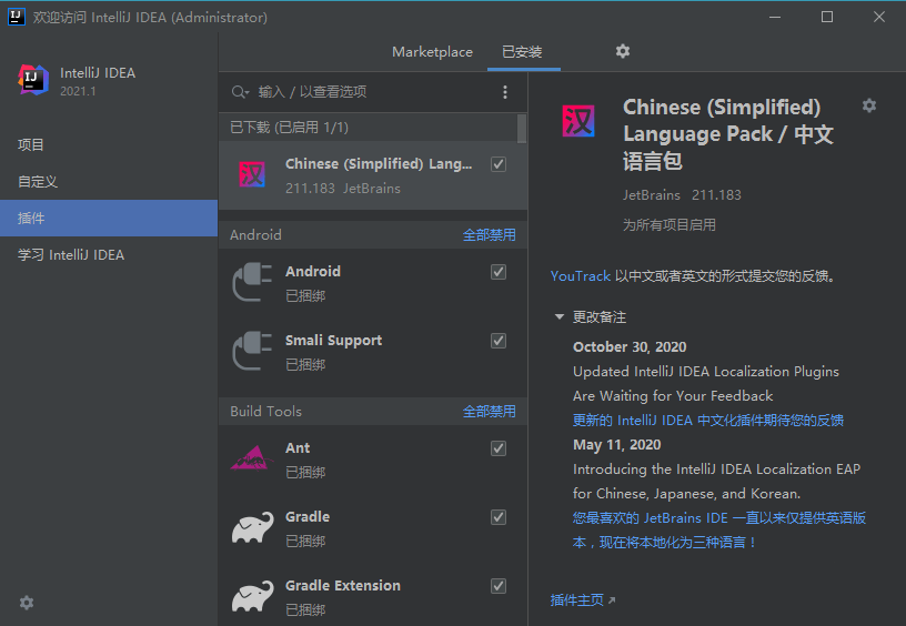 JetBrains中文语言包插件2022.1.x_v221.179-Vmask面具网